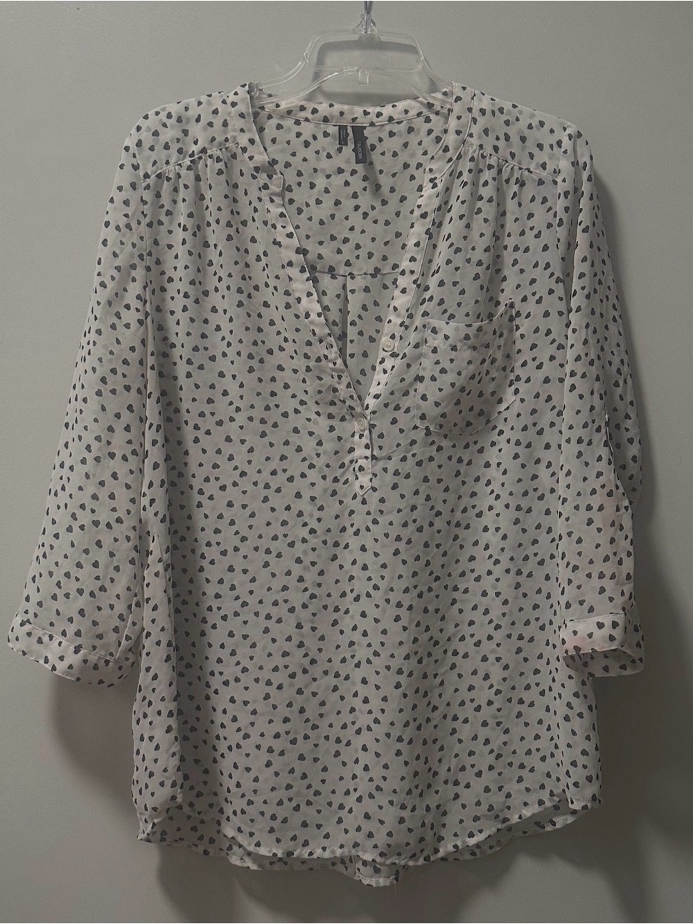 Maurice’s White Heart-Print V-Neck Blouse